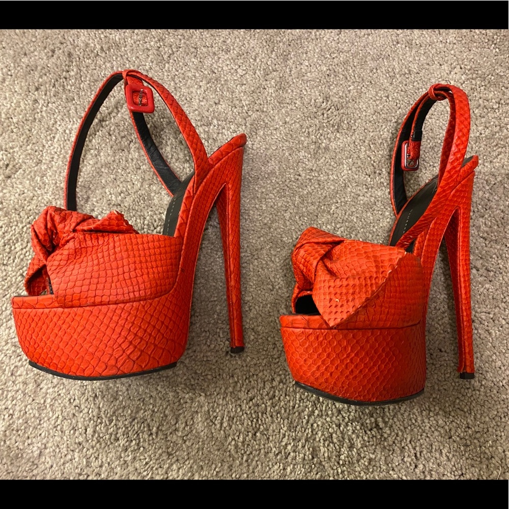 Giuseppe Zanotti Red Denny Python Sandal
